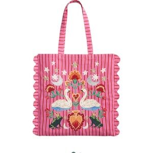 Embroidered Pink Tote Bag